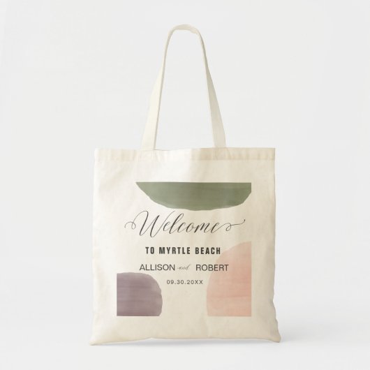 Roos, Salie, Druif Waterverf Bruiloft Welcome Zak, Tote Bag (Voorkant)