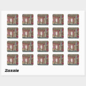 Roos Satin Drawing Room (tweede uitzicht) Doos Hou Vierkante Sticker (Vel)