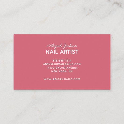 Roos Satin Splash Glittered Nails by "Name" Visitekaartje (Achterkant)