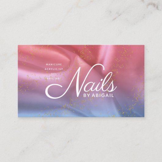 Roos Satin Splash Glittered Nails by "Name" Visitekaartje (Voorkant)