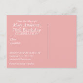 Roos Save the date 70th Birthday Celebration Postc Aankondigingskaart (Achterkant)