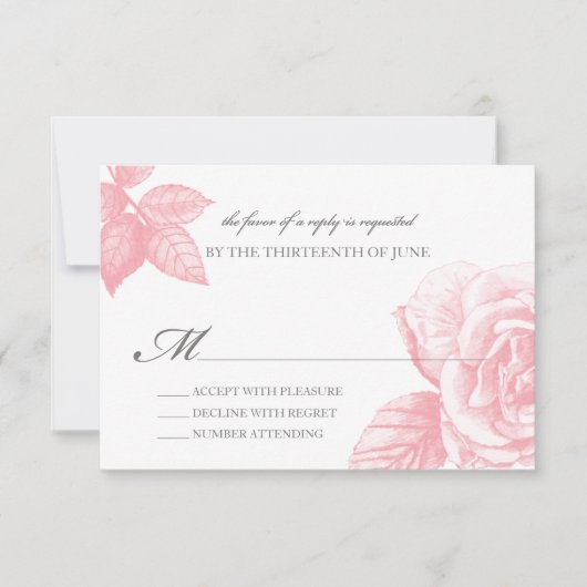 Roos Schets Beantwoorden Kaart in Roze (Voorkant)