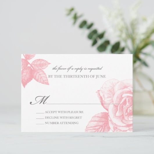 Roos Schets Beantwoorden Kaart in Roze (Staand voorkant)