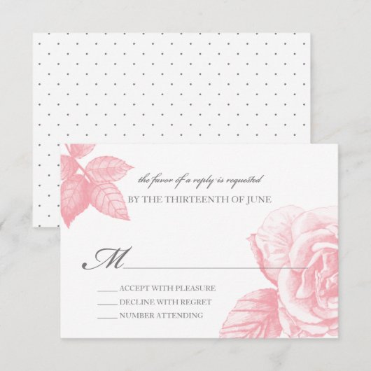 Roos Schets Beantwoorden Kaart in Roze (Voorkant / Achterkant)