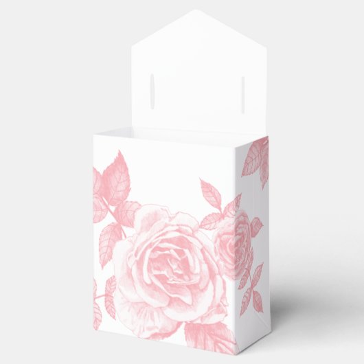 Roos Schets Favor Tent in Roze Bedankdoosjes (Geopend)