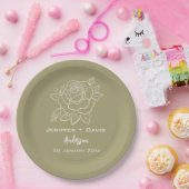 Roos schets gepersonaliseerde bruiloft / Vrijgezel Papieren Bordje (Feest)