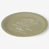 Roos schets gepersonaliseerde bruiloft / Vrijgezel Papieren Bordje (Gekanteld)