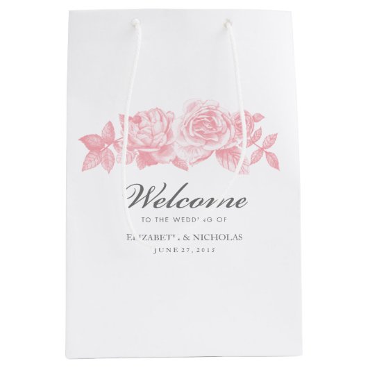 Roos Schets Gift Bag in roze Medium Cadeauzakje (Voorkant)