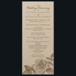 Roos schets huwelijksprogramma in sepia programmakaart<br><div class="desc">Dit ontwerp bevat een met de hand geschetste tekening van rozen en bladeren. Er zijn meer dan 30 producten beschikbaar in dit ontwerp om aan al uw behoeften te voldoen,  van verloving,  huwelijk,  receptie en verder. http://www.zazzle.com/andipahl/gifts?cg=196529331200494879</div>