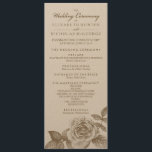 Roos schets huwelijksprogramma in sepia programmakaart<br><div class="desc">Dit ontwerp bevat een met de hand geschetste tekening van rozen en bladeren. Er zijn meer dan 30 producten beschikbaar in dit ontwerp om aan al uw behoeften te voldoen,  van verloving,  huwelijk,  receptie en verder. http://www.zazzle.com/andipahl/gifts?cg=196529331200494879</div>