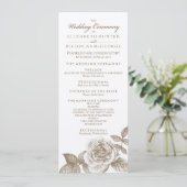 Roos schets huwelijksprogramma in sepia programmakaart (Staand voorkant)