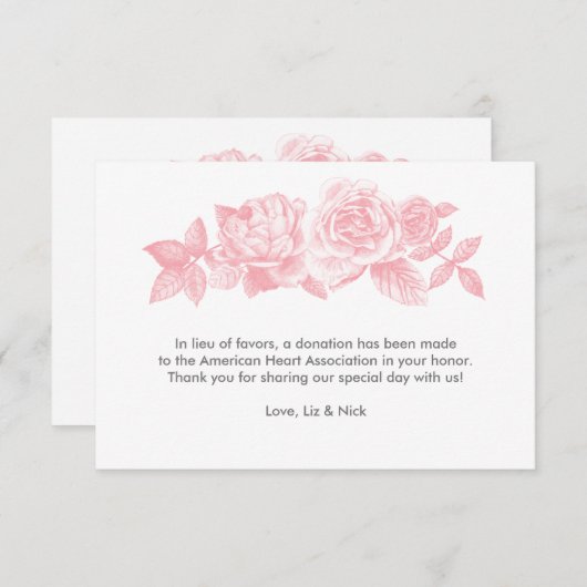 Roos Schets-kaart in roze Bedankkaart (Voorkant / Achterkant)