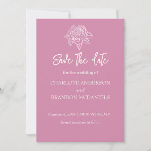 Roos schets minimale bloem bruiloft Save The Date