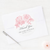Roos schets ronde Sticker in roze (Envelop)