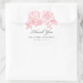 Roos schets ronde Sticker in roze (Tas)