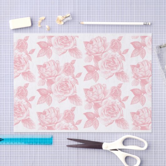 Roos Schets Tissue Papier in Roze (Craft)