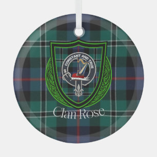 Roos Schotse Clan Tartan & Crest Glas Ornament