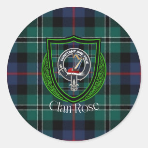 Roos Schotse Clan Tartan & Crest Ronde Sticker
