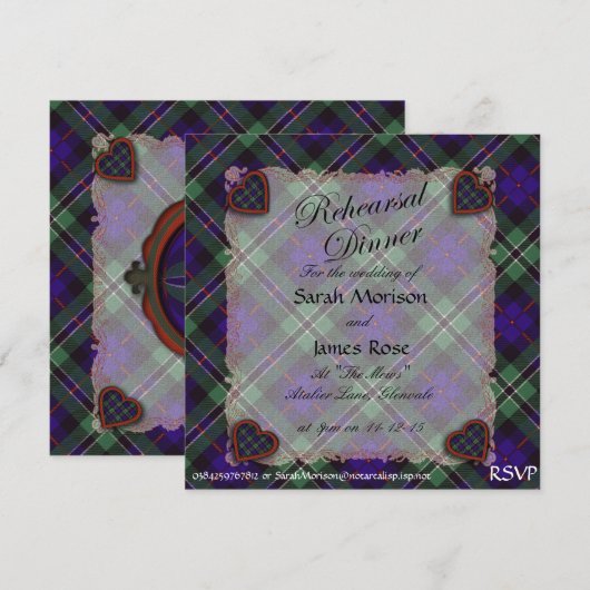 Roos Scottish clan tartan - Pset Kaart (Voorkant / Achterkant)