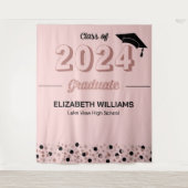 Roos Script Confetti Afstudeerder Partij Roze acht Wandkleed (Voorkant)