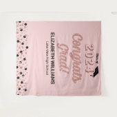 Roos Script Confetti bevat Afstudeerder roze achte Wandkleed (Voorkant (horizontaal))