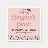 Roos Script Confetti Congrats Afstudeerder Roze se Servet (Voorkant)