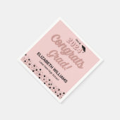 Roos Script Confetti Congrats Afstudeerder Roze se Servet (Hoek)
