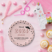 Roos Script Confetti Graduation Party Roze Pap Papieren Bordje (Feest)