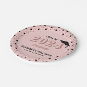 Roos Script Confetti Graduation Party Roze Pap Papieren Bordje (Gekanteld)