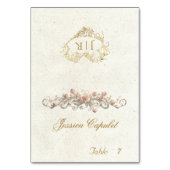 Roos Scroll & Hart Monogram - Crème Plaatskaart Kaart (Voorkant)