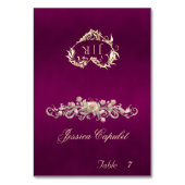 Roos Scroll & Hart Monogram - Pruim Plaatskaart Kaart (Voorkant)