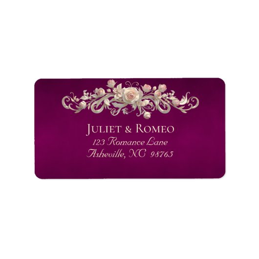 Roos Scroll Retouradres - Plum Etiket (Voorkant)