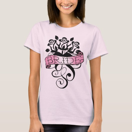 Roos scrollen met bruidsbanner t-shirt (Voorkant)