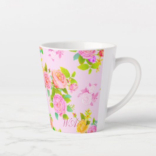 Roos Shabby Pink Latte Mok (Rechts)