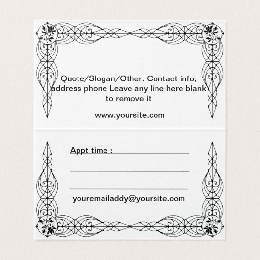 Roos Shadow Fairy Visitekaartje (Binnenkant ongevouwen)