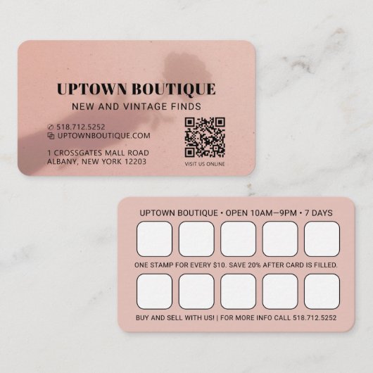 Roos Shadow QR Code Beloning Visitekaartje (Voorkant / Achterkant)