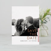 Roos Shimmer Save the Date folie card Uitnodiging (Staand Voorkant)