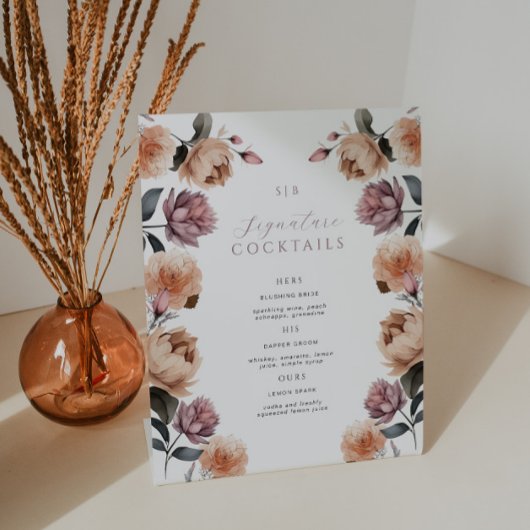 Roos Signature Cocktail Trouwtafel Reclamebord Met Voetstuk