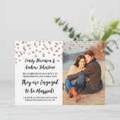 Roos Silver Confetti Foto Verloving Aankondiging (Staand voorkant)