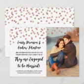 Roos Silver Confetti Foto Verloving Aankondiging (Voorkant / Achterkant)