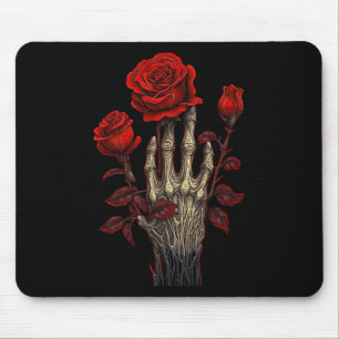Roos Skelet Schedel Hand Rode Bloem Roos 1 Muismat
