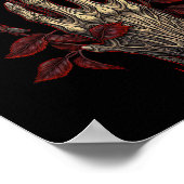 Roos Skelet Schedel Hand Rode Bloem Roos 1 Poster (Hoek)