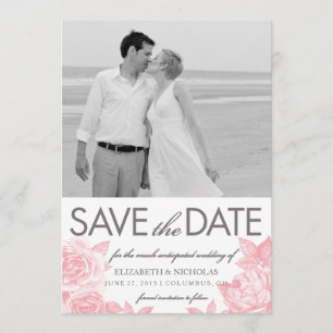Roos Sketch Bewaar de datum fotokaart in roze Save The Date