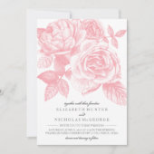 Roos Sketch bruiloft uitnodiging in roze (Voorkant)