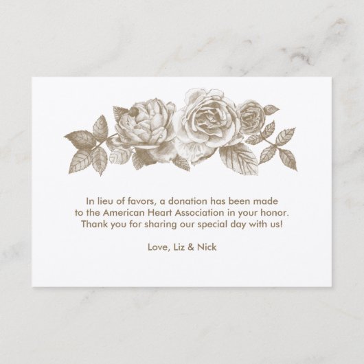 Roos Sketch Favor Card in Sepia Informatiekaartje (Achterkant)