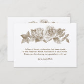 Roos Sketch Favor Card in Sepia Informatiekaartje (Voorkant / Achterkant)