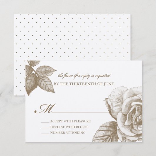 Roos Sketch Reply Kaart in Sepia (Voorkant / Achterkant)