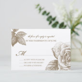 Roos Sketch Reply Kaart in Sepia (Staand voorkant)