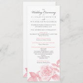 Roos Sketch Wedding Program in Pink Programmakaart (Voorkant / Achterkant)