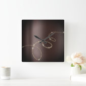 Roos Skinny Crystals, bevroren Glass Infinity Brow Vierkante Klok (Huis)